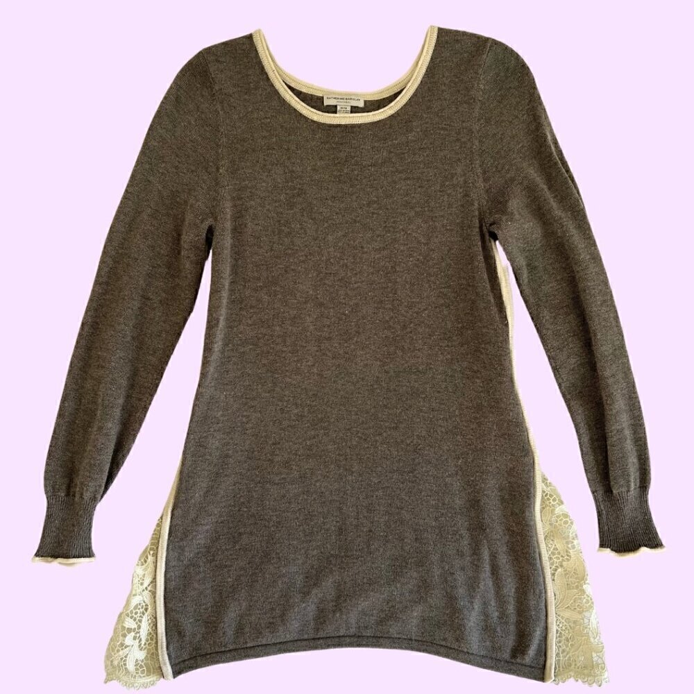Women's Grey Side Lace Zip Detail Sweater/Sweater Dress